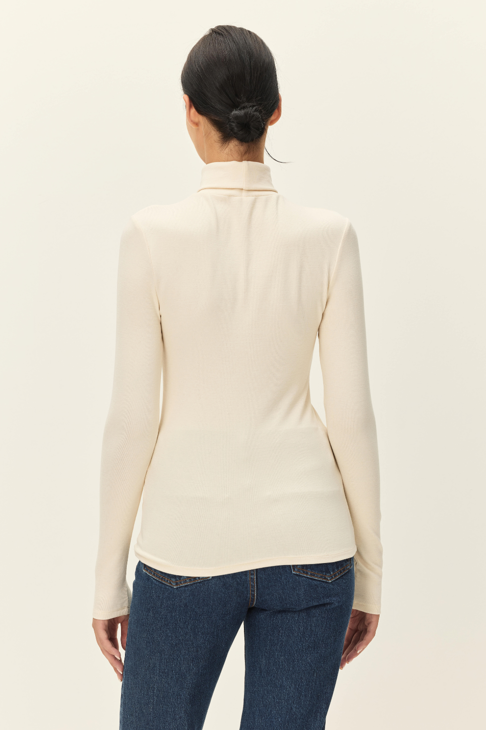 Cream Fleur Turtleneck Top