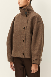 Brown Walker Funnel Neck Jacket