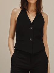 Tatum Black Halter Vest