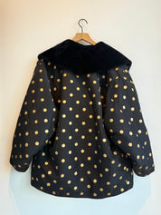 Vintage Black Gold Polka Dot Puffer Jacket