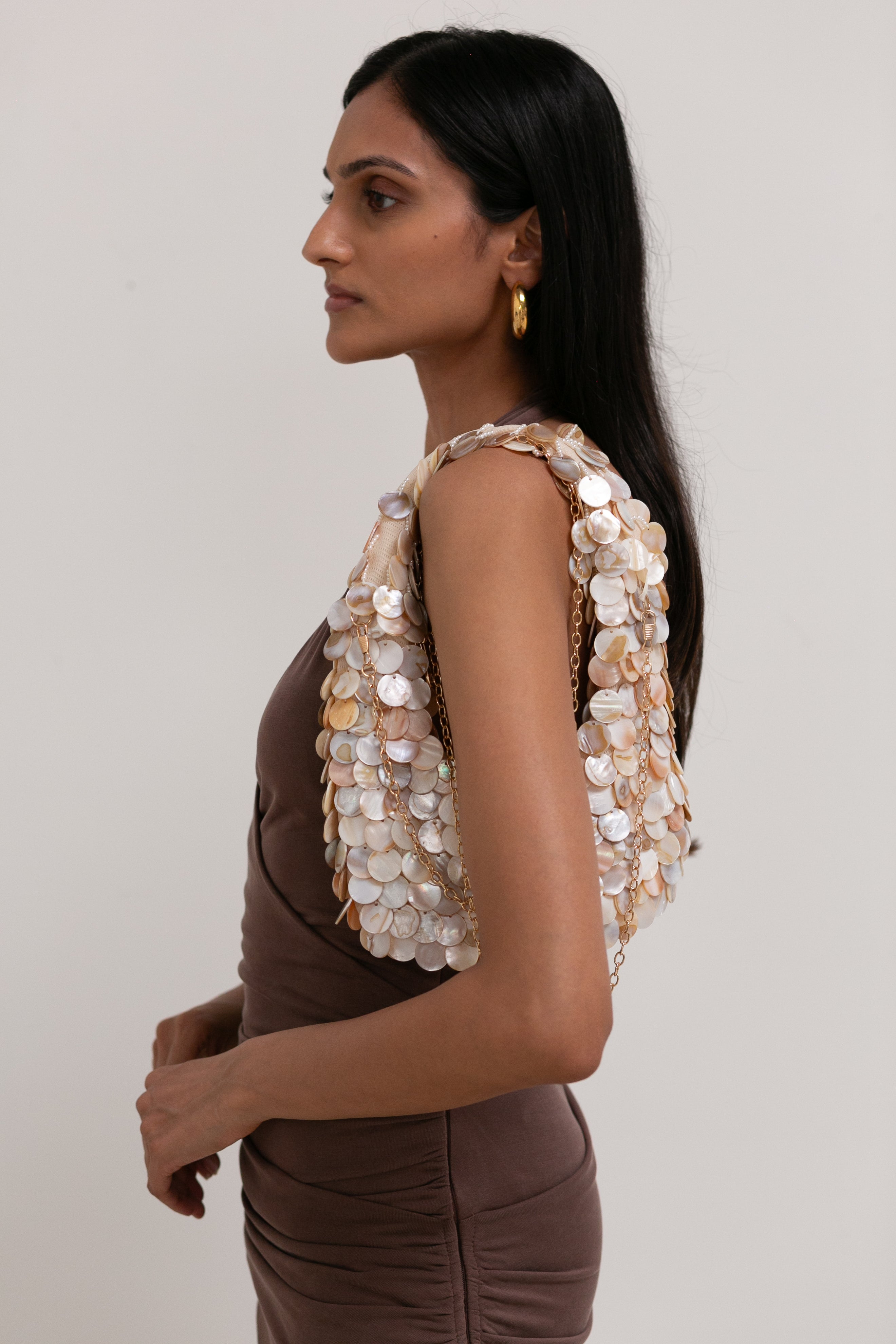 Natural Pearl Shell Crossbody Bag