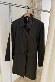 Vintage Black Leather Longline Jacket