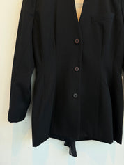 Vintage Black Open Back Wool Blazer