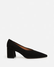 Flattered Angela Black Suede Pointed Toe Heel
