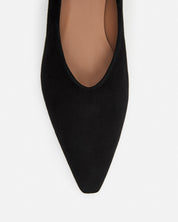 Flattered Angela Black Suede Pointed Toe Heel