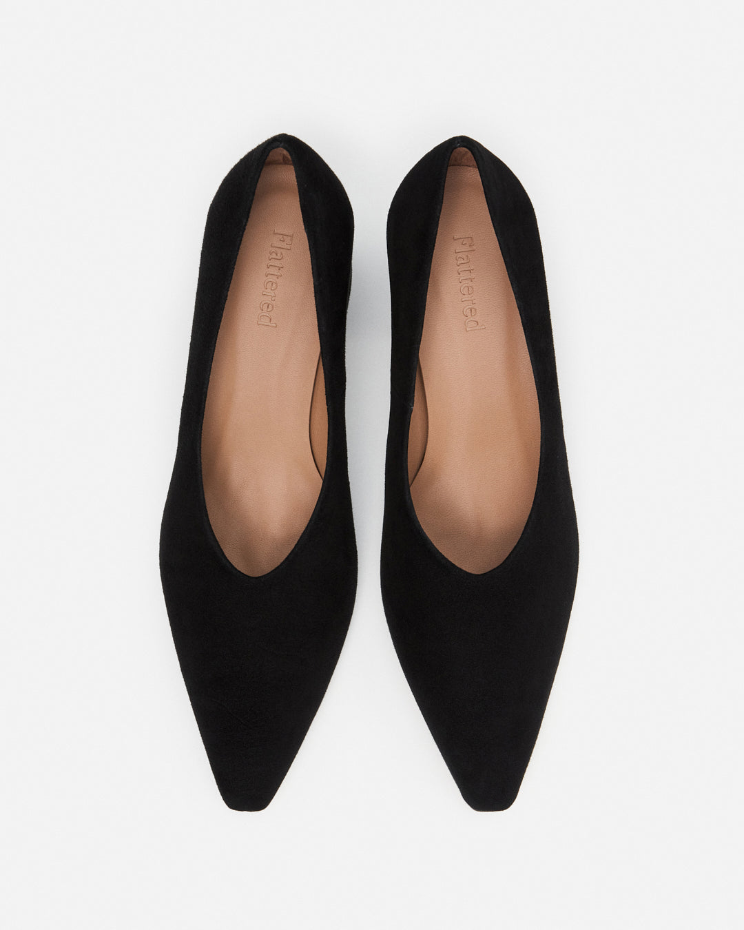 Flattered Angela Black Suede Pointed Toe Heel