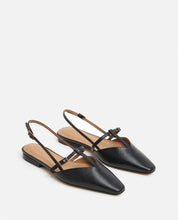 Flattered Black Josefin Lizzard Leather Flats