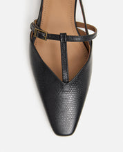 Flattered Black Josefin Lizzard Leather Flats