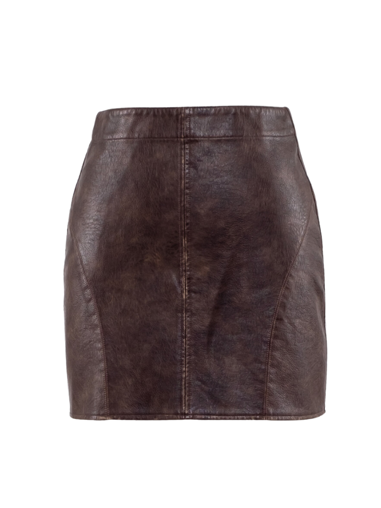 Dark Brown Faux Leather Mini Skirt