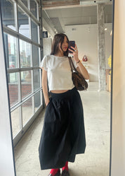 Black Reina Midi Bubble Skirt