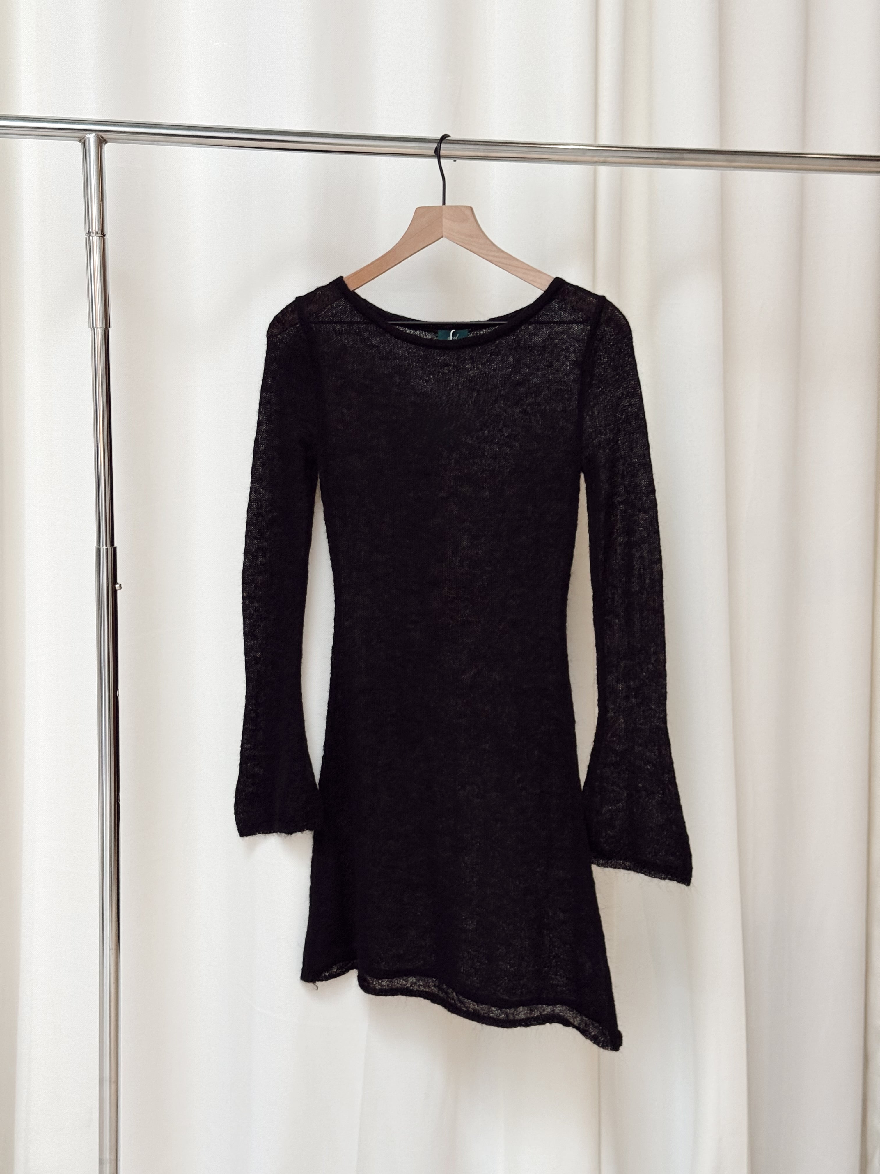 Geel Black Boatneck Panorama Dress