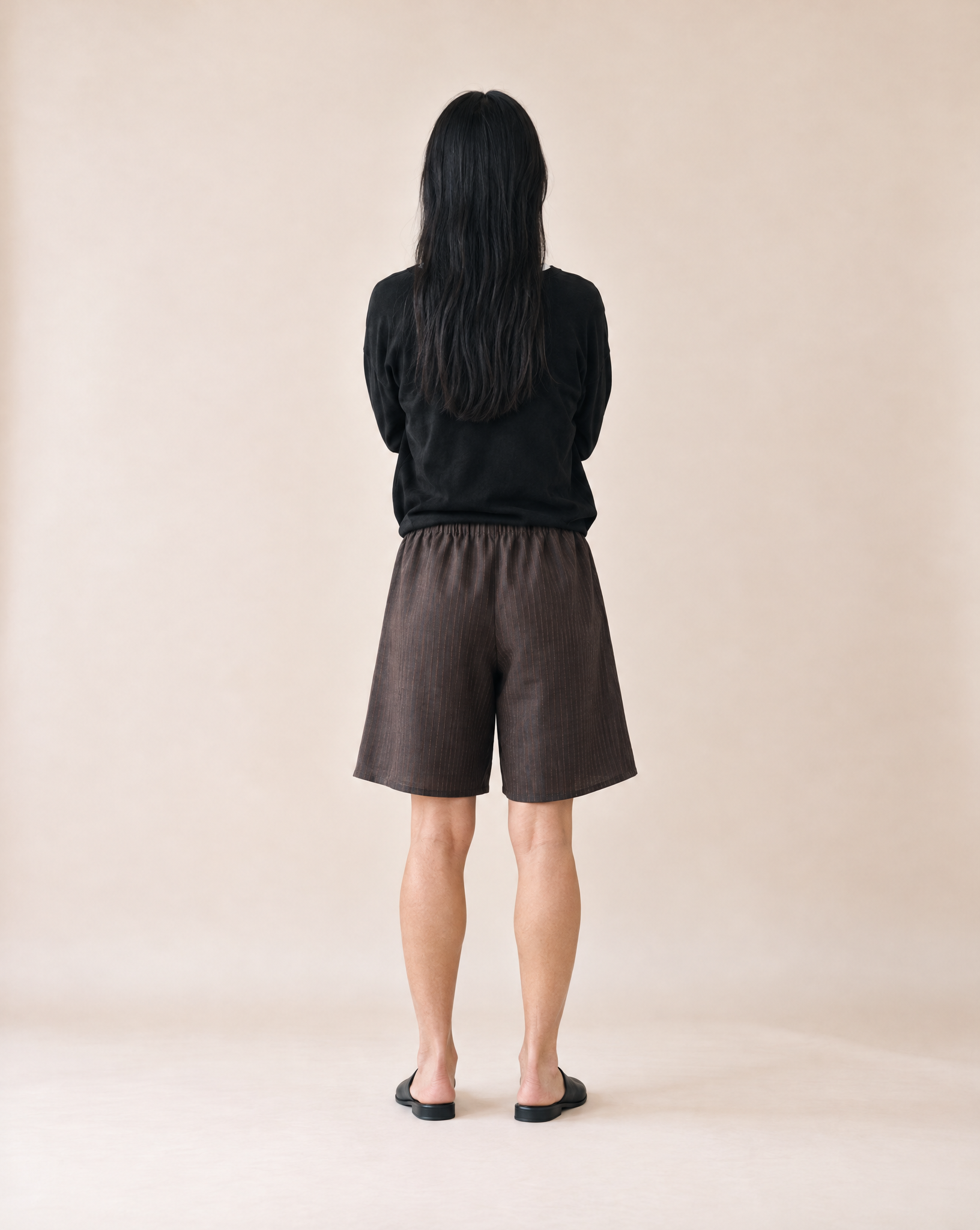 Deiji Studios Half Short in Brown/Black Stripe