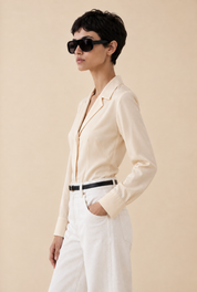 Vintage Donna Karan Cream Silk Bodysuit