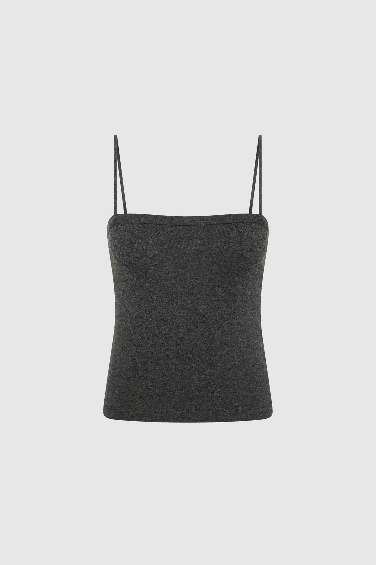 St. Agni Charcoal Melange Organic Cotton Square Neck Cami