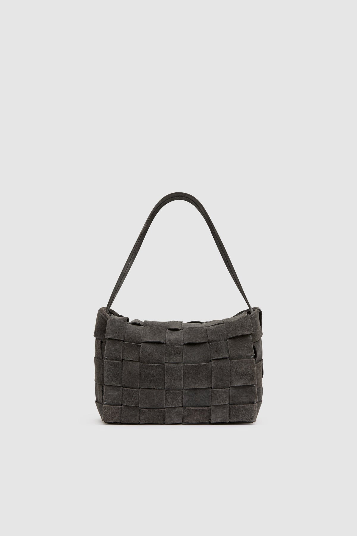 St. Agni Suede Woven Envelope Mini Tote in Steel