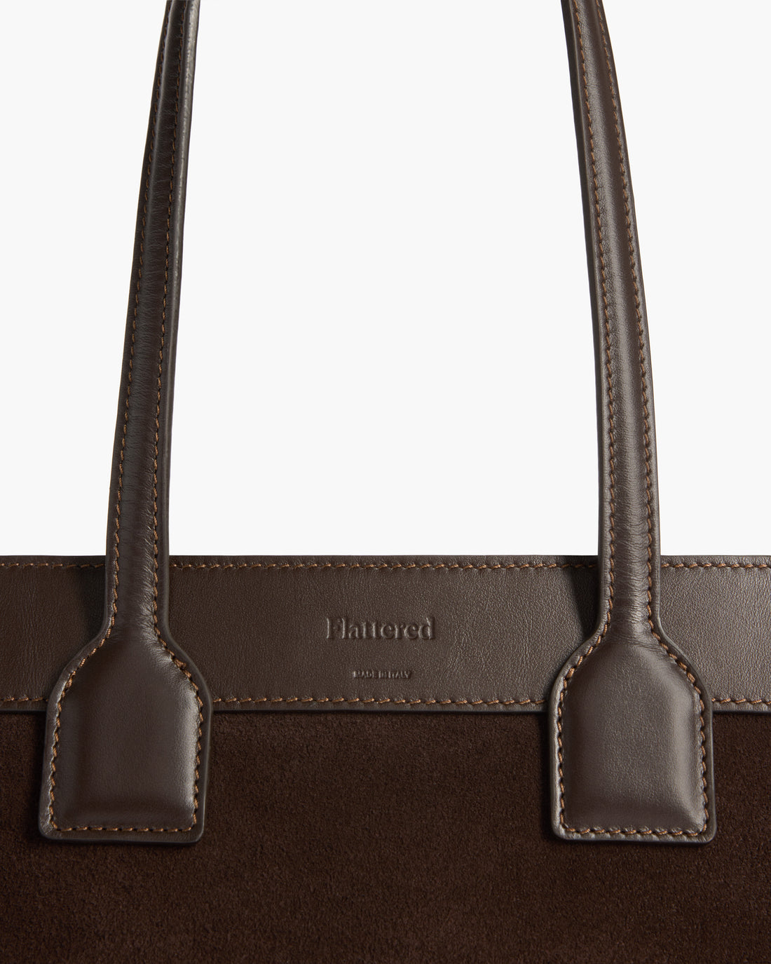 Flattered Chocolate Suede Greta Bag