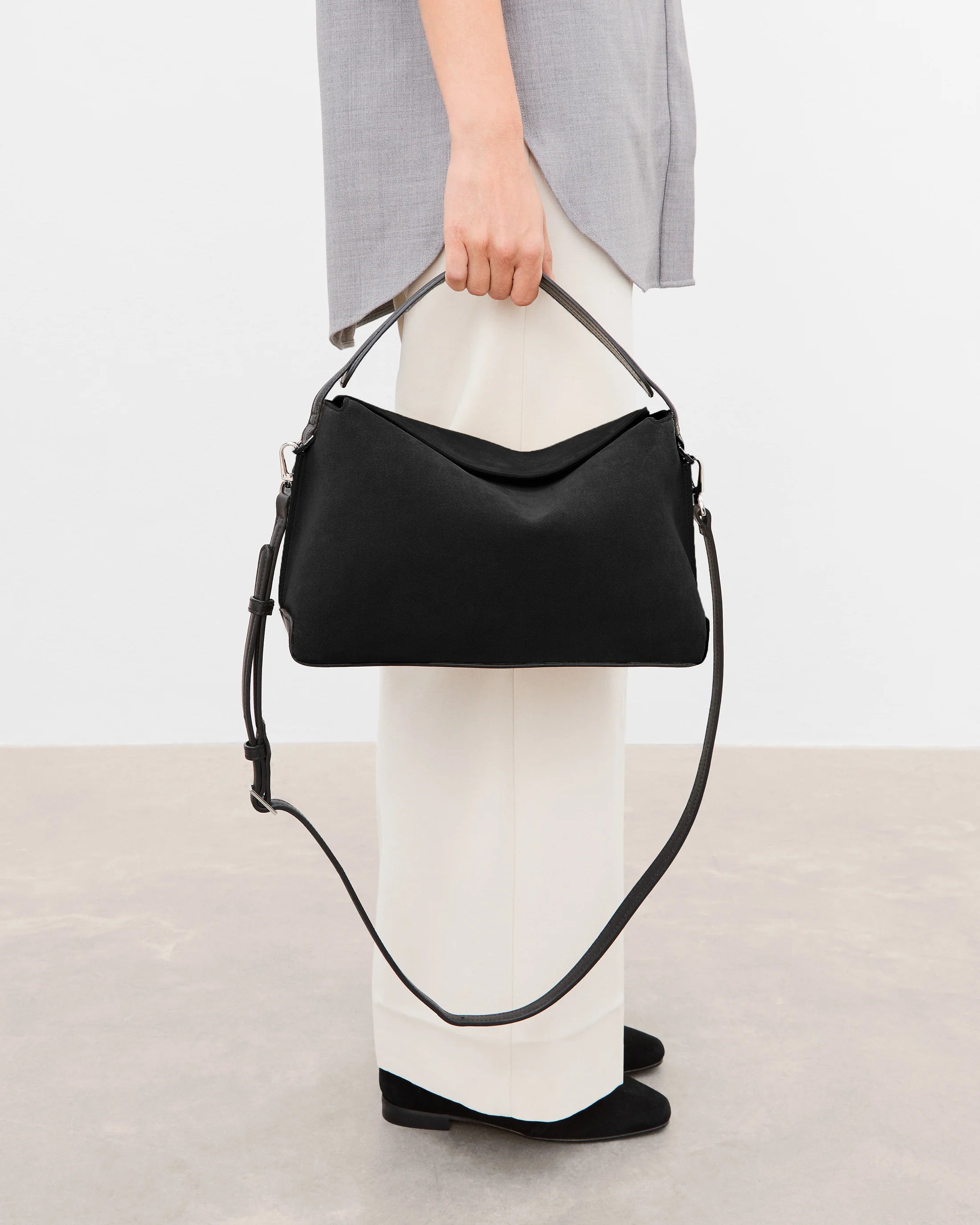 Flattered Helia Black Suede Handbag