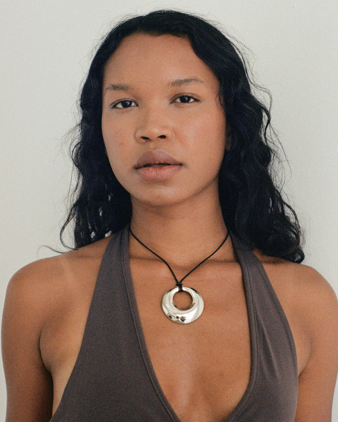 Nuri Studios Silver Hoop Cord Necklace