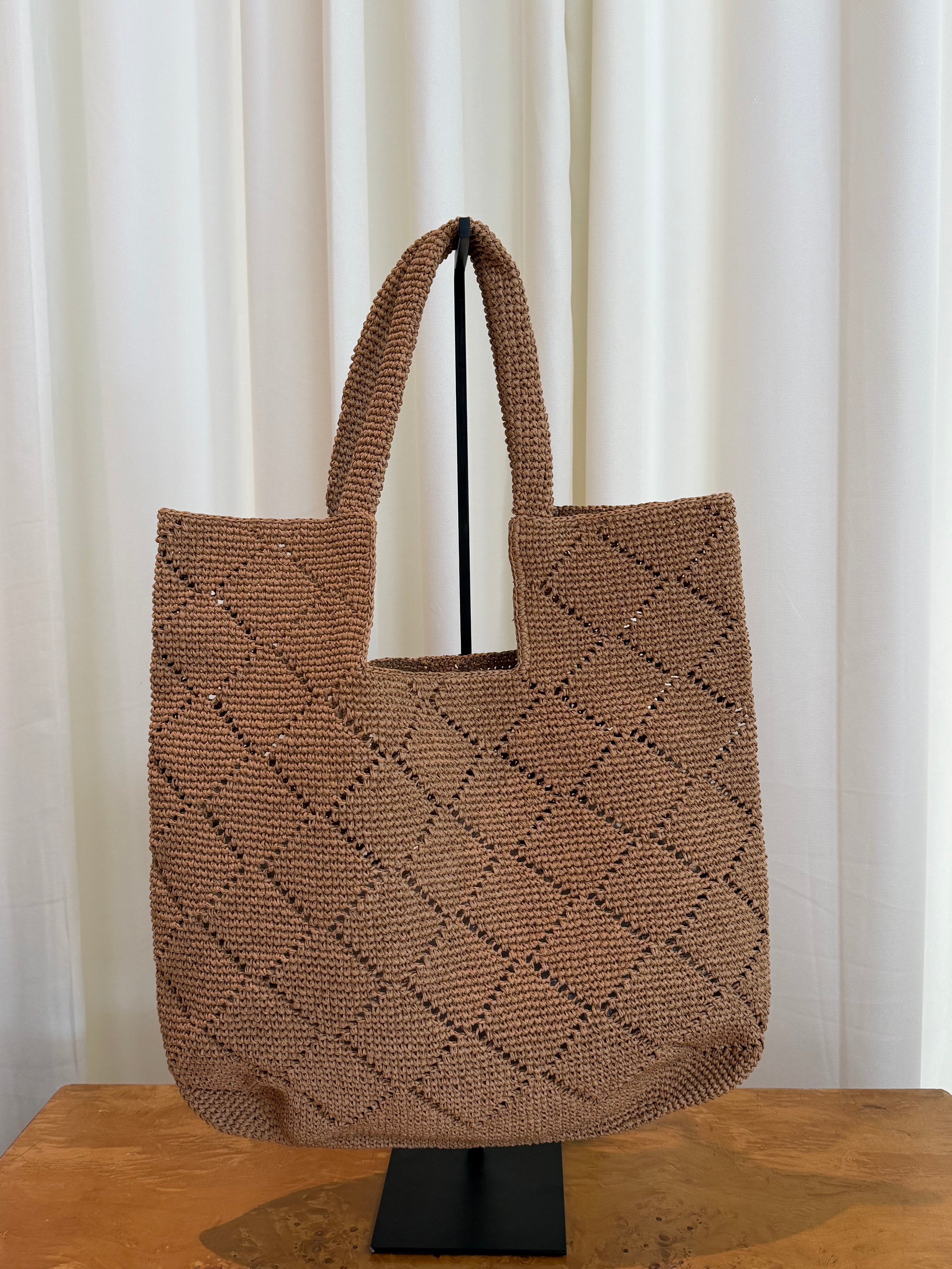 Camel Handmade Raffia Tote