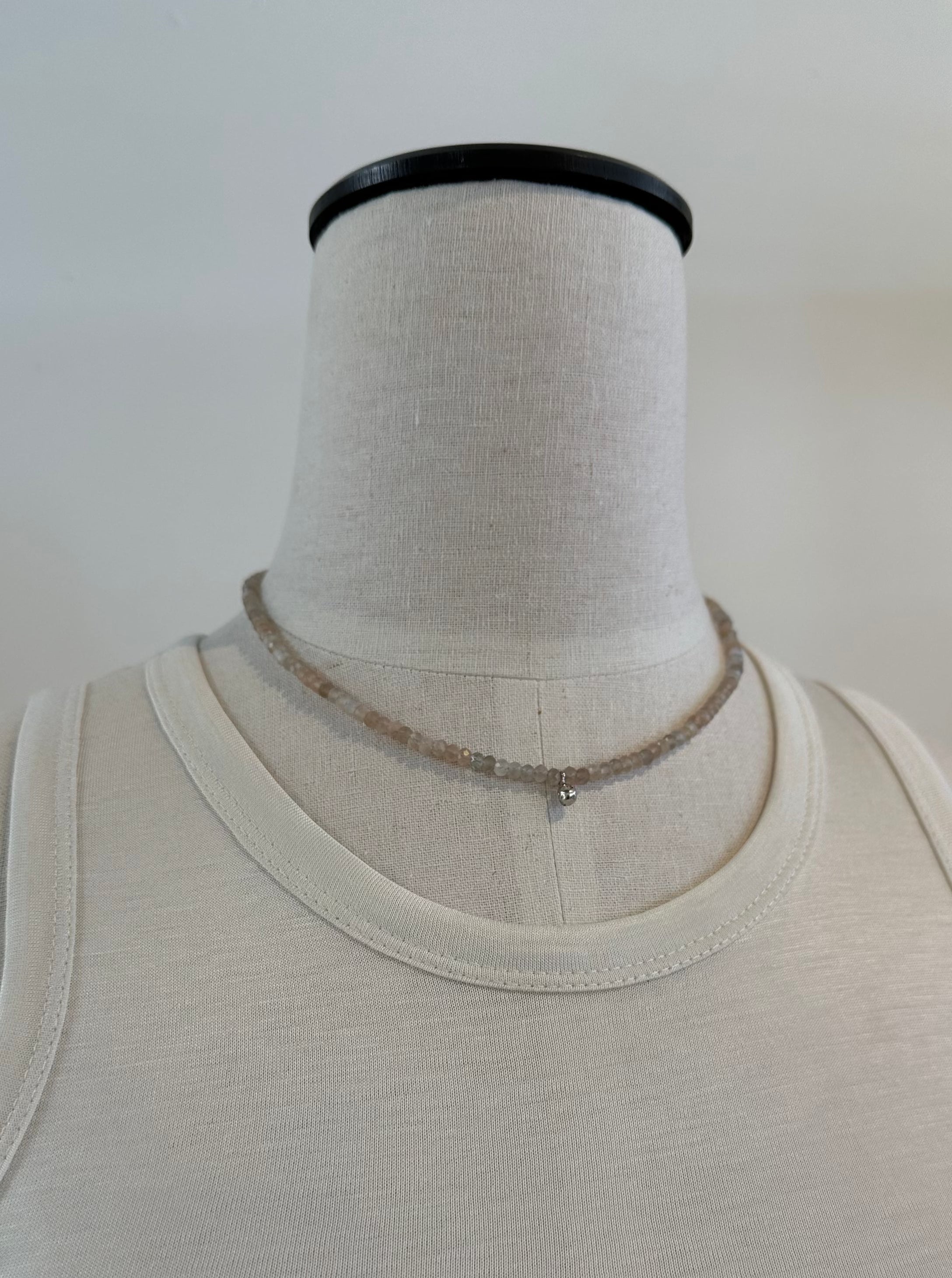 Moonstone & Silver Beaded Necklace