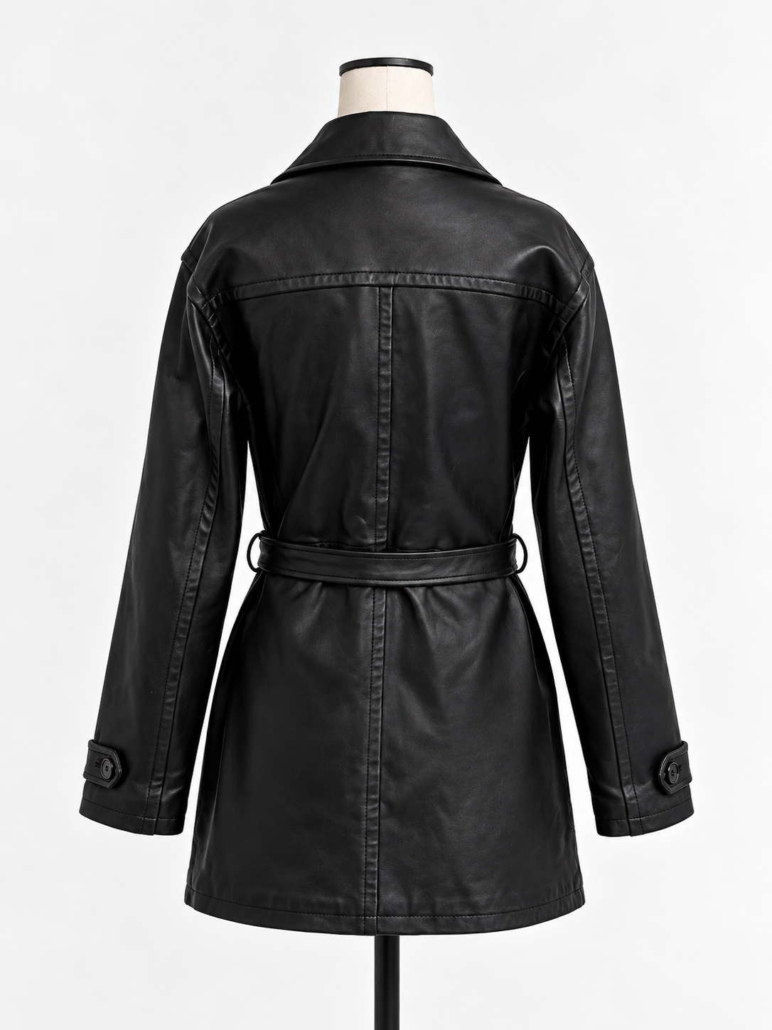 Vintage Hugo Buscati Leather Tie Waist Trench Coat