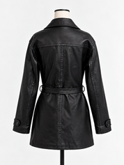 Vintage Hugo Buscati Leather Tie Waist Trench Coat