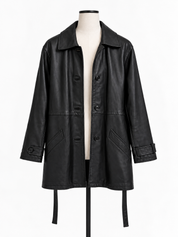 Vintage Hugo Buscati Leather Tie Waist Trench Coat
