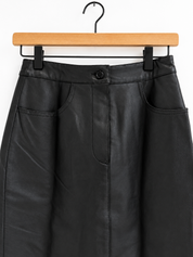 Vintage Black Leather Maxi Skirt - 27" Waist