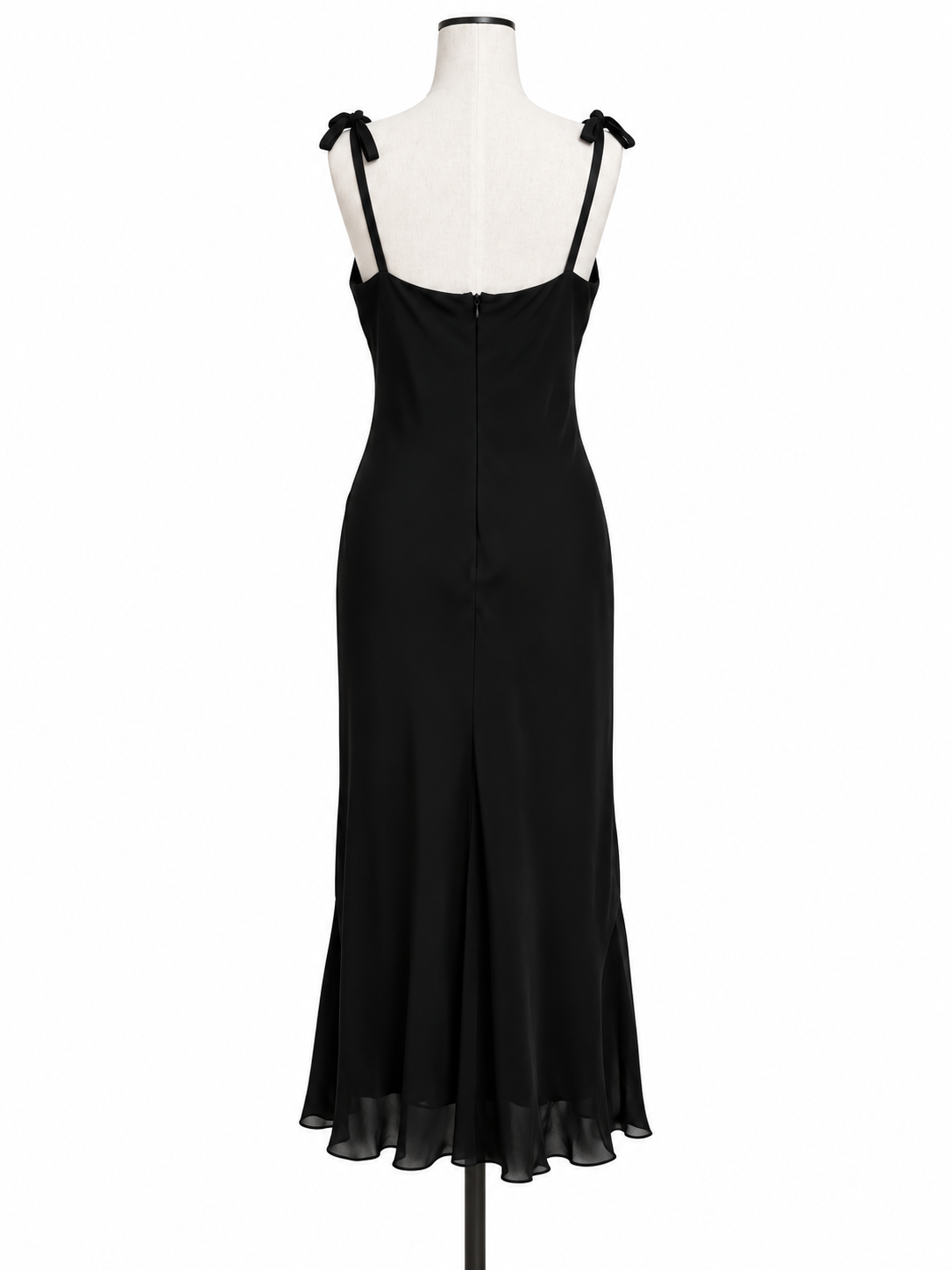 Vintage Black Silk Bow Strap Dress