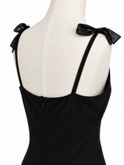 Vintage Black Silk Bow Strap Dress