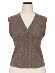 Vintage Tan Silk/Wool Knit Zippered Vest