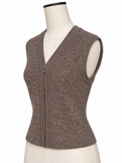 Vintage Tan Silk/Wool Knit Zippered Vest
