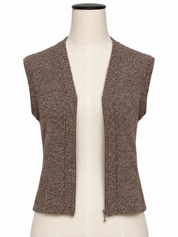 Vintage Tan Silk/Wool Knit Zippered Vest
