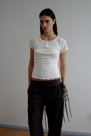 Deiji Studios Cream Flounce Tee