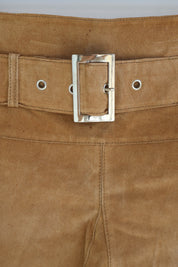 Vintage Buckled Camel Suede Mini Skirt