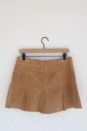 Vintage Buckled Camel Suede Mini Skirt