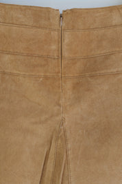 Vintage Buckled Camel Suede Mini Skirt