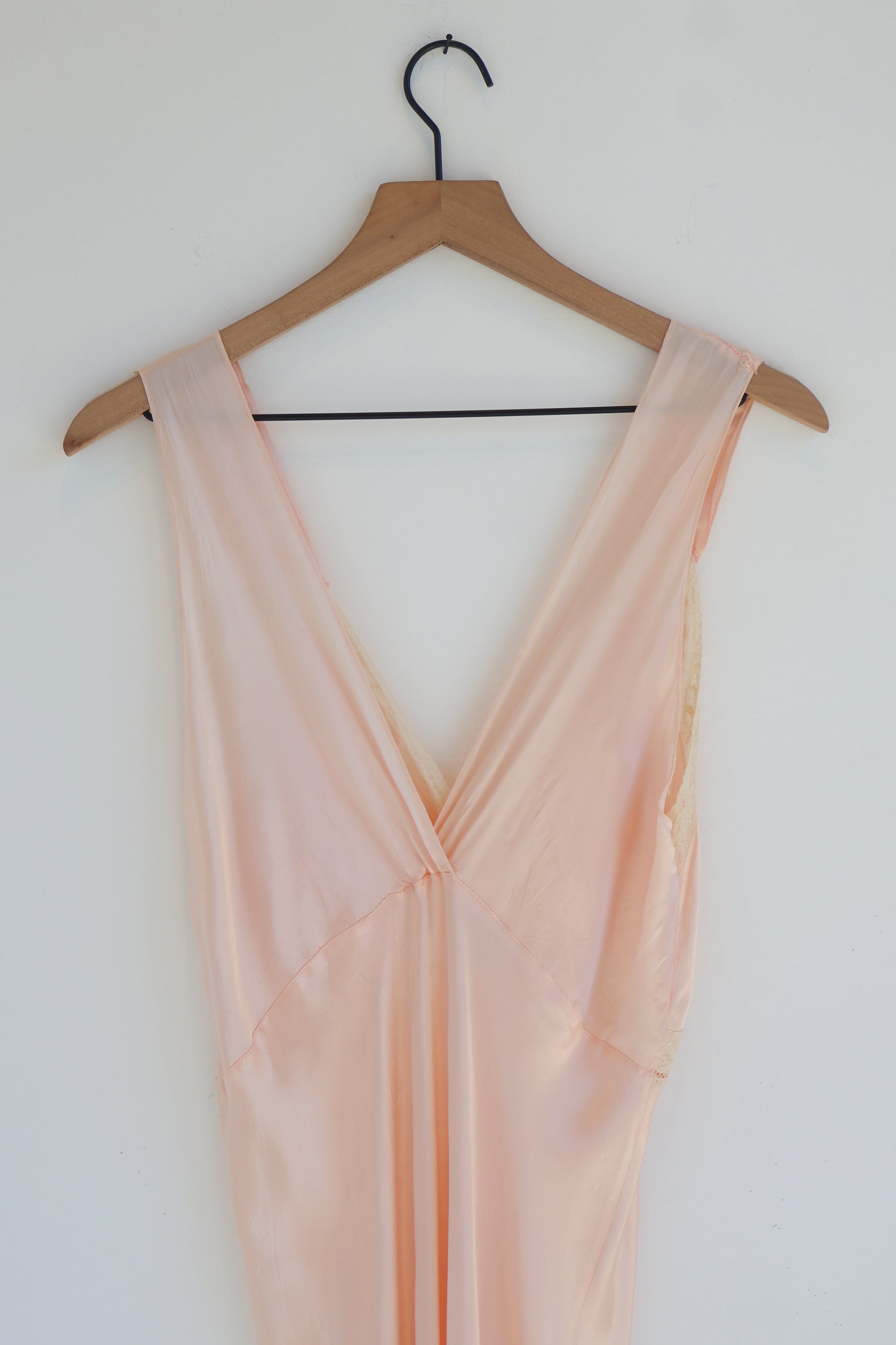 Vintage 1940s Pink Bias Satin Slip Dress
