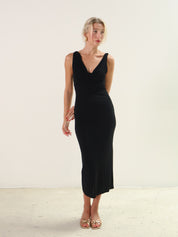 Vintage Black Deadstock Cowl Neck Dress