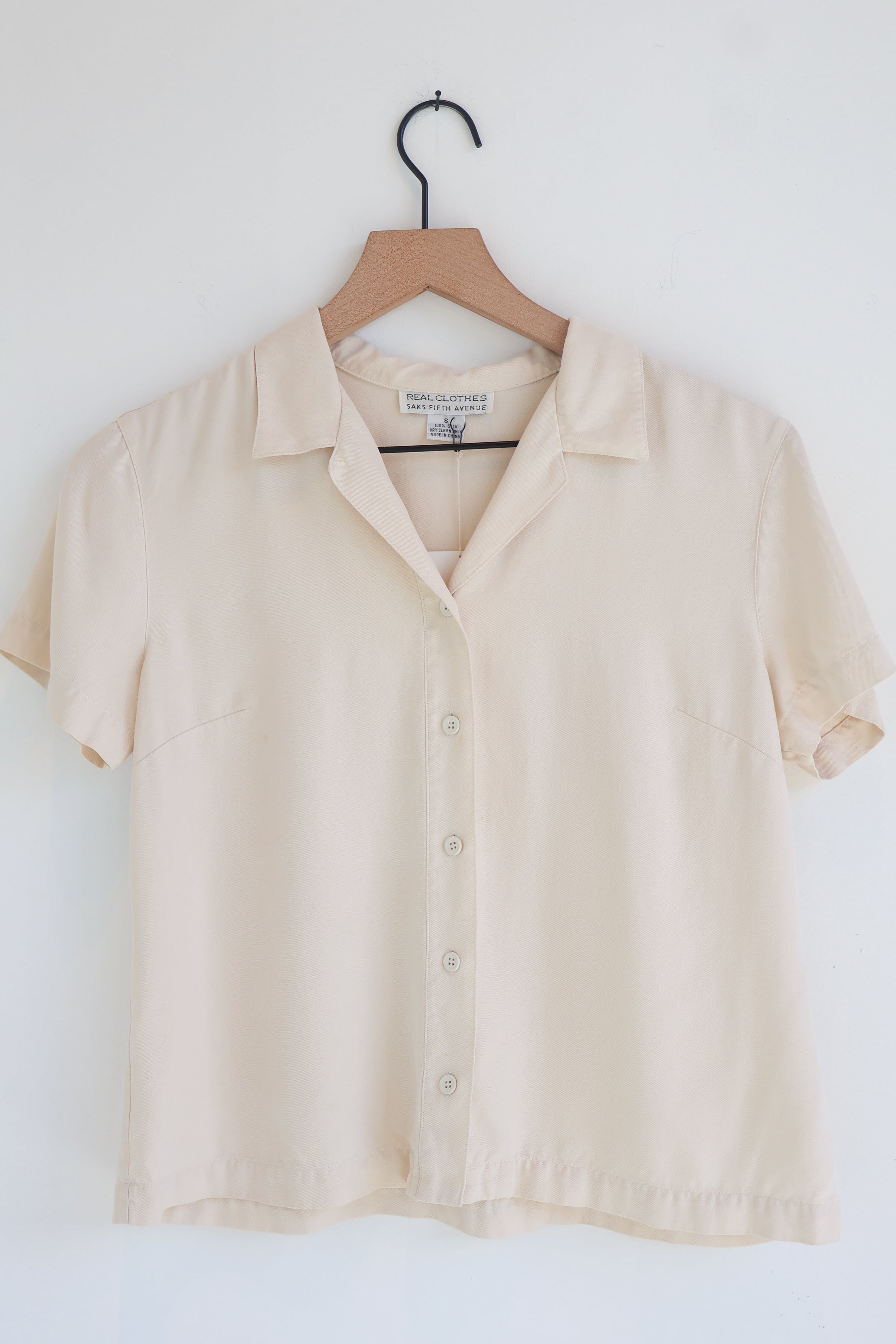 Vintage Saks Fifth Avenue Cream Silk Twill Blouse