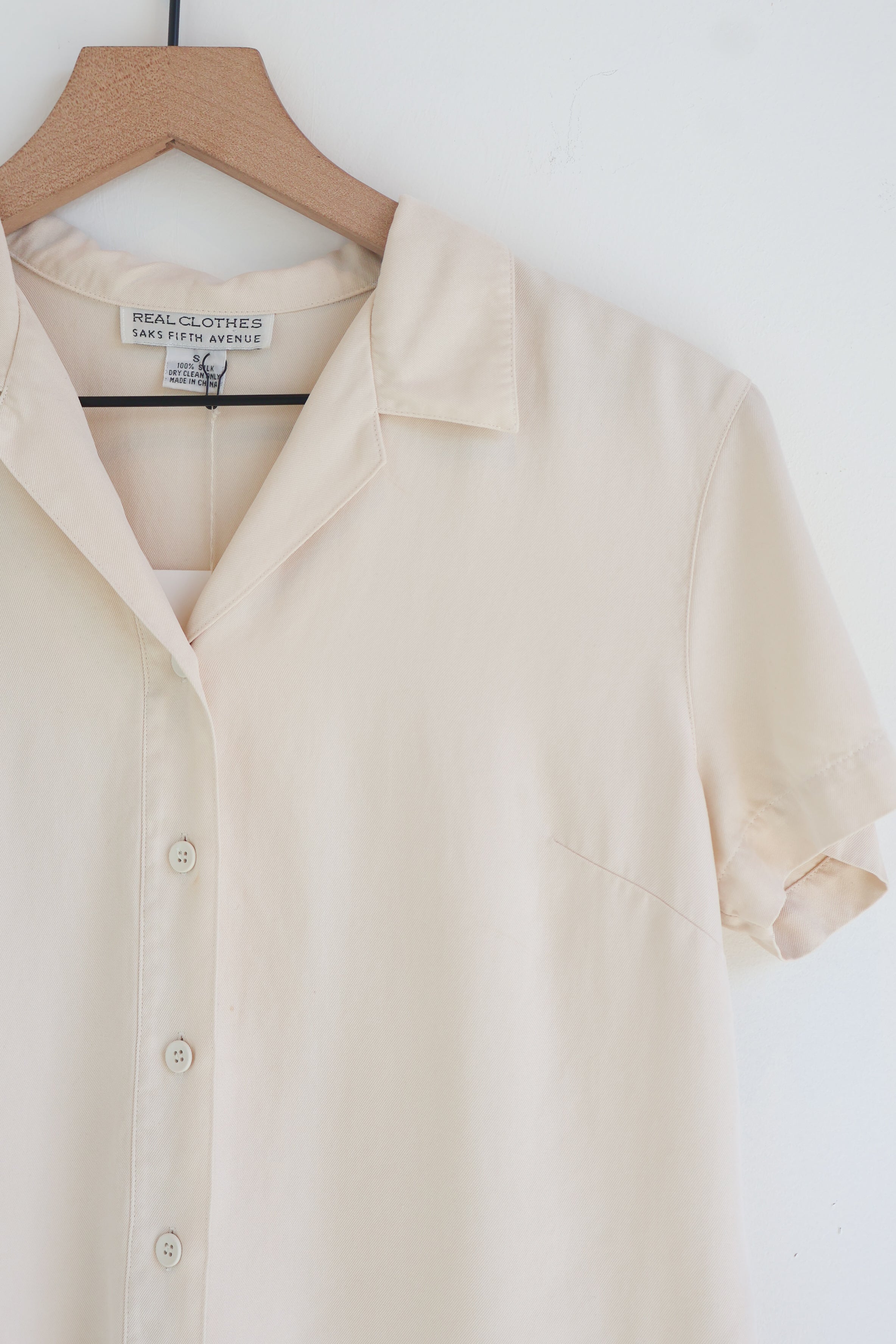 Vintage Saks Fifth Avenue Cream Silk Twill Blouse