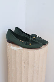 Vintage Dark Green Leather Loafers