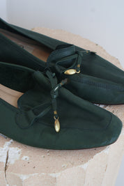 Vintage Dark Green Leather Loafers