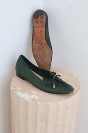 Vintage Dark Green Leather Loafers