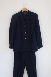 Vintage Midnight Blue Linen Ralph Lauren Pantsuit