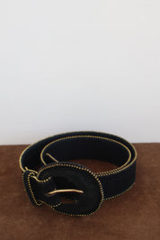 Vintage Black Leather Studded Belt
