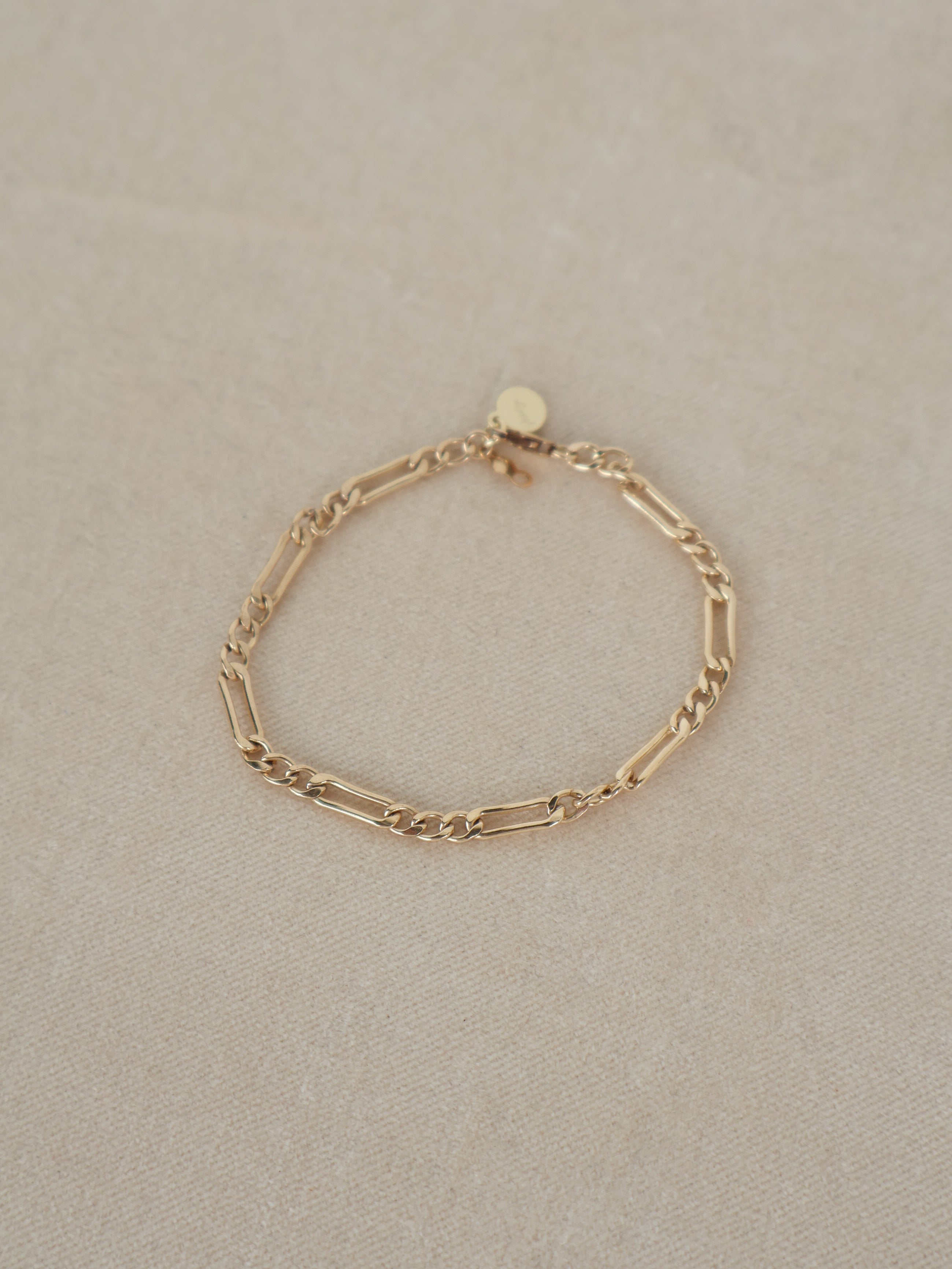 Gold Sasha Figaro Chain Bracelet
