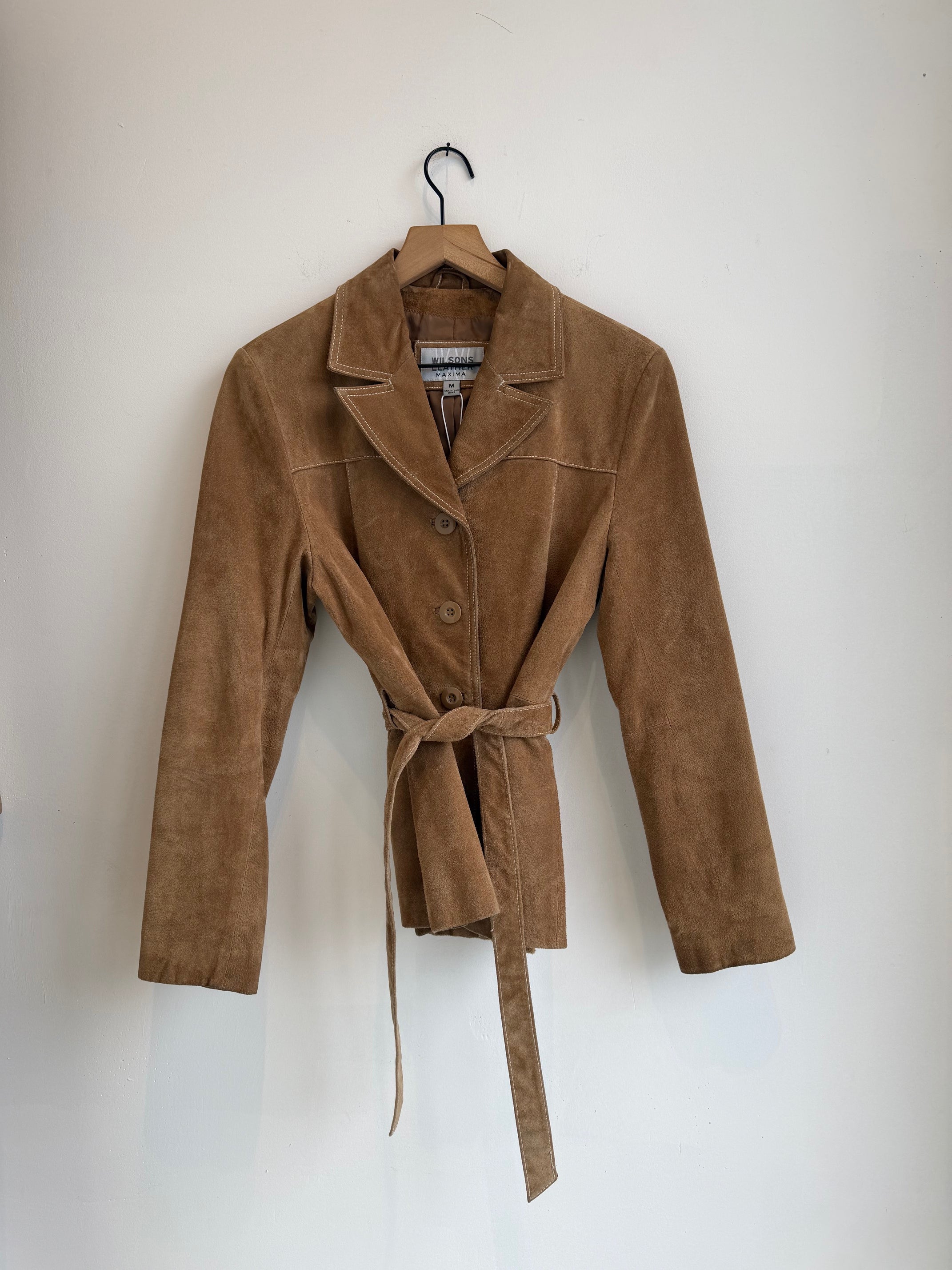 Vintage Tan Suede Tie Waist Jacket