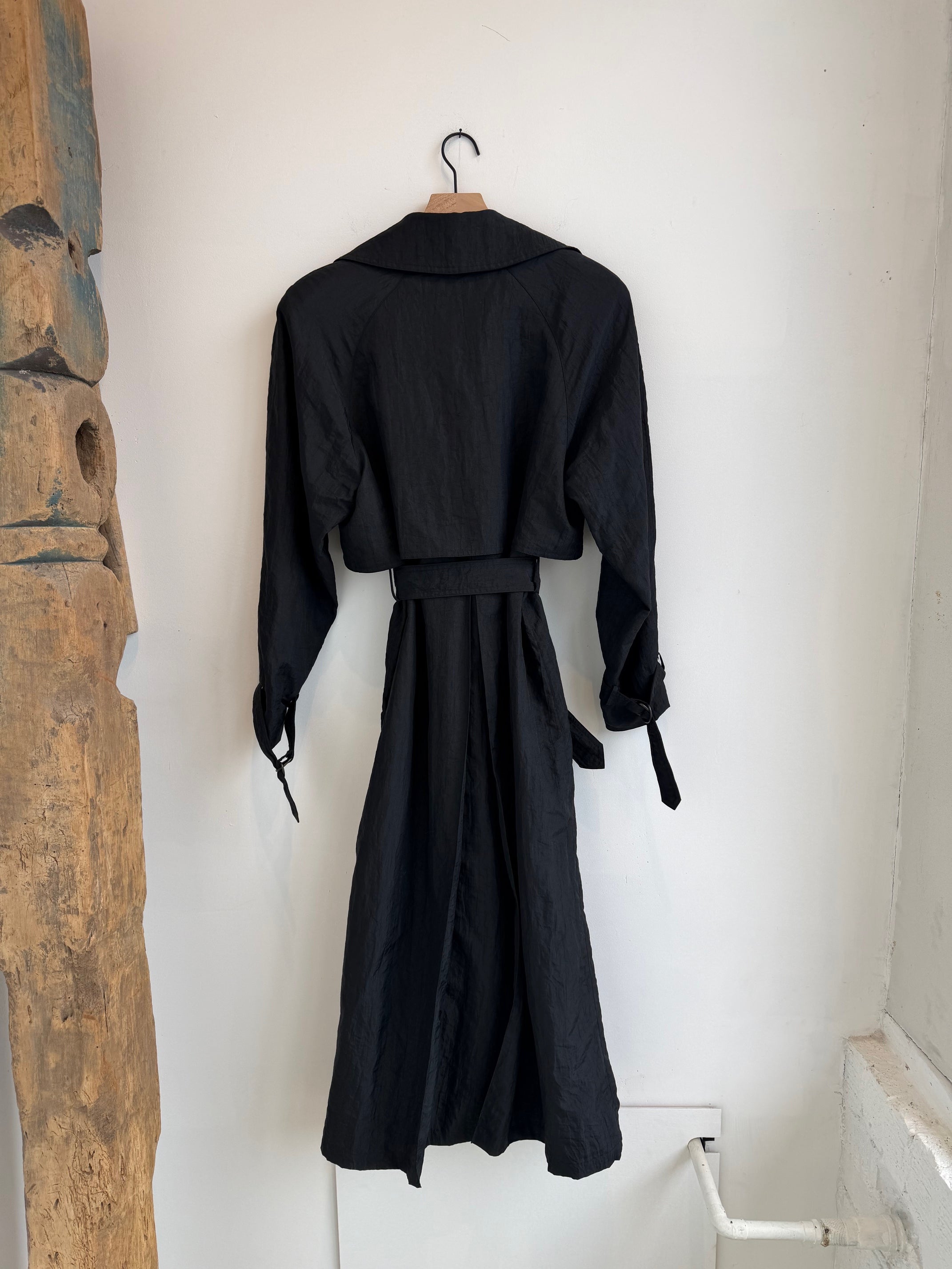 Vintage Saks Fifth Avenue Black Nylon Trench Coat