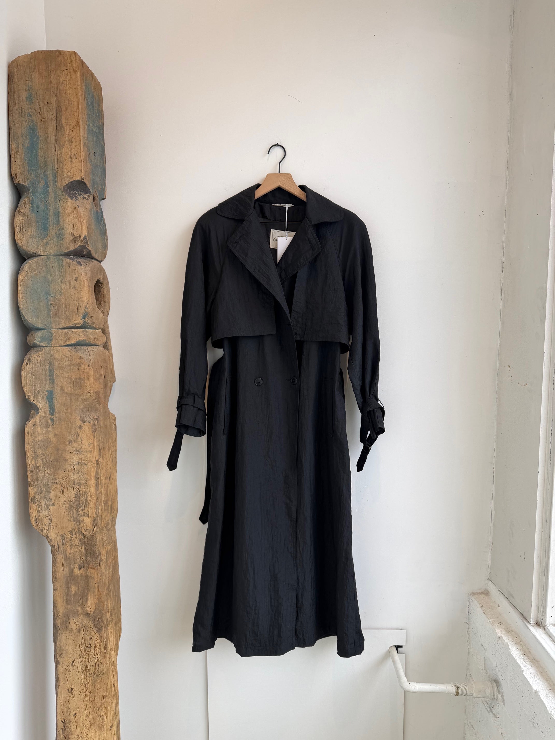 Vintage Saks Fifth Avenue Black Nylon Trench Coat